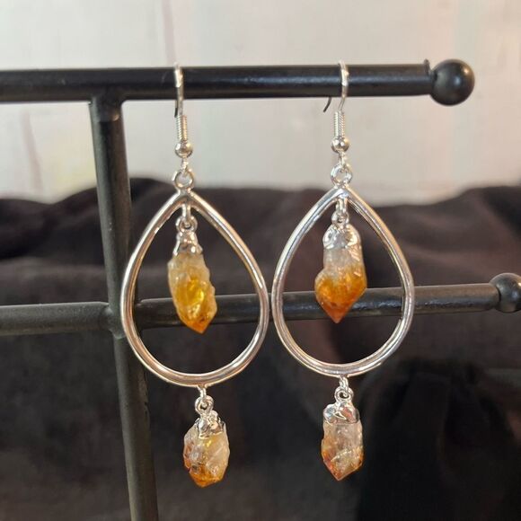 Brazilian Natural Citrine Drop Earrings in Silvertone 42.50ctw - Picture 11 of 15